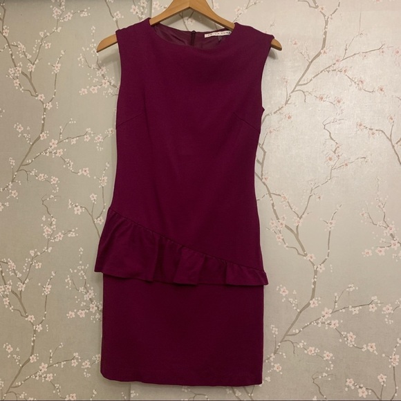 TRINA Turk Bonsoir Peplum Ruffle Dress Purple XS 2 - Picture 3 of 8